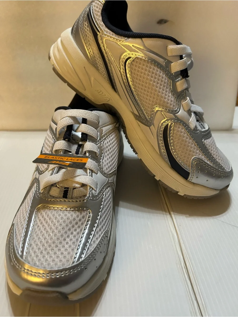 Avia Kids Silver and White Athletic Sneakers